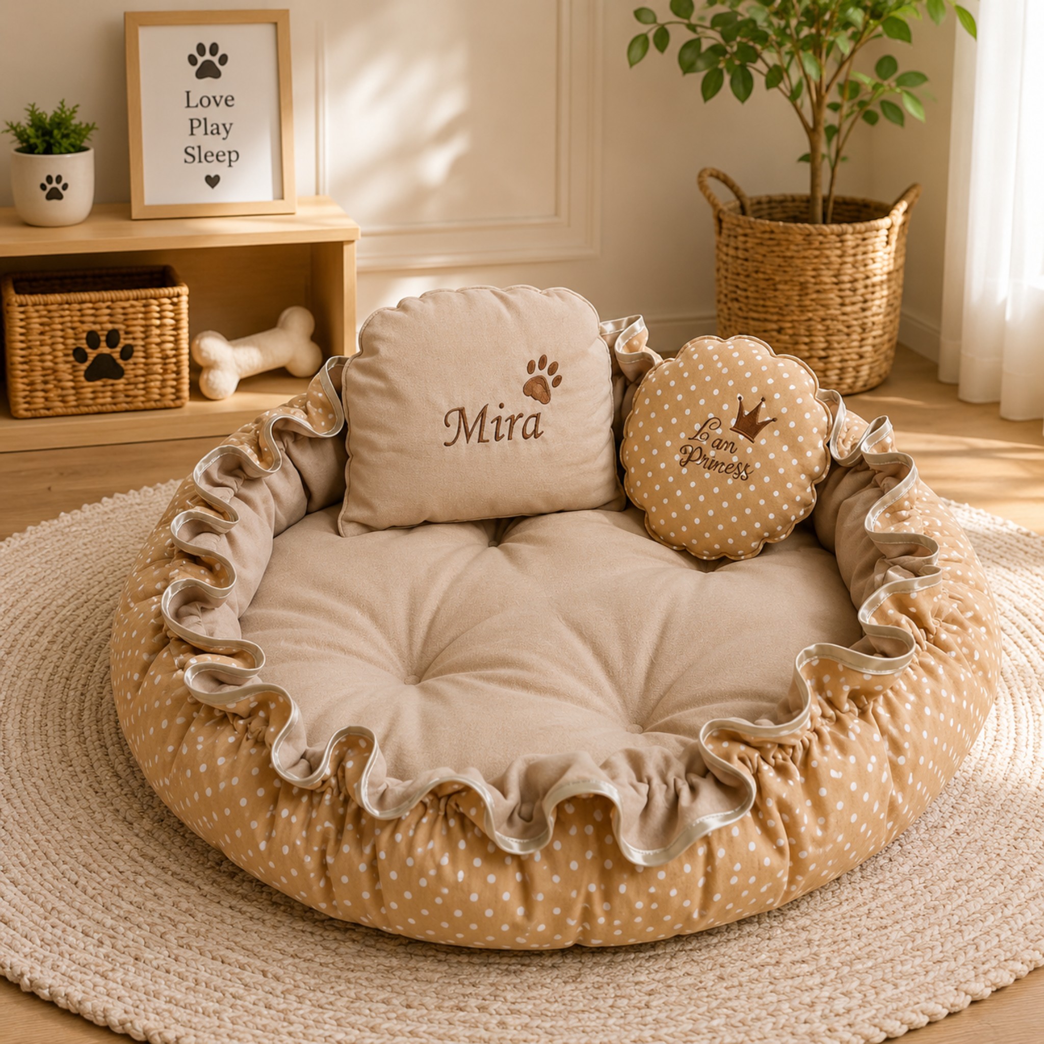 Cuccia Rotonda Lusso Double Face Velluto Blu per Cani